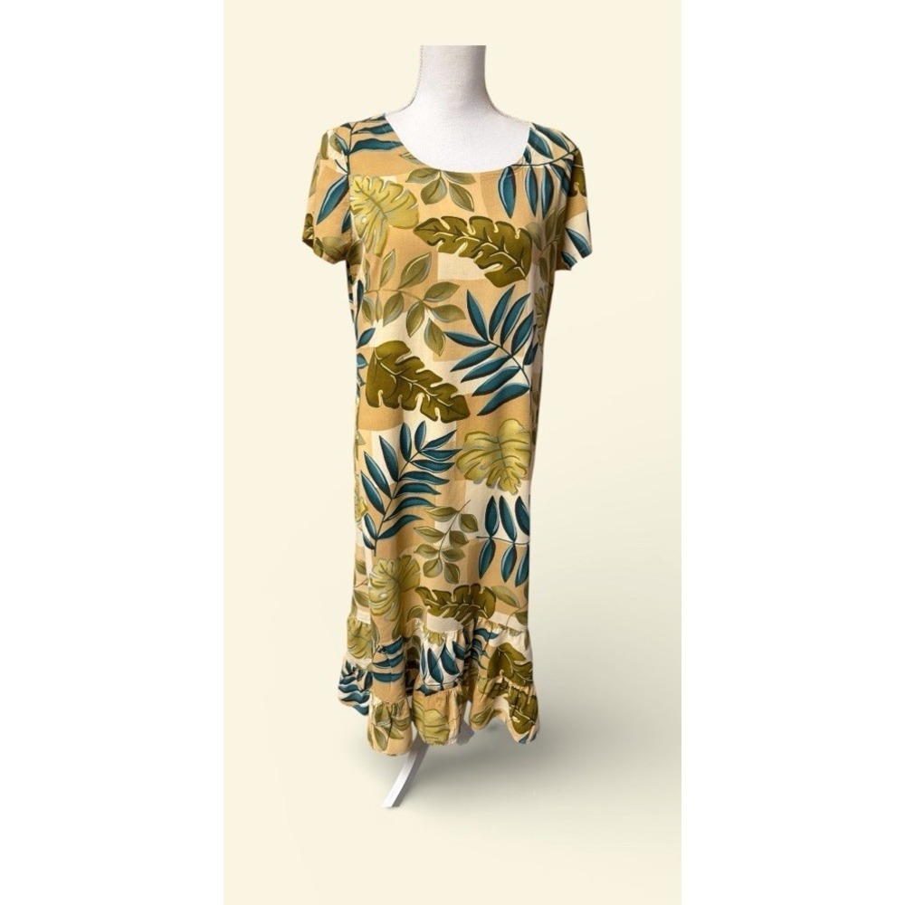 Vtg Reyn Spooner Dress Small Hawaiian‎ Traditionals Midi Muumuu Tropical Leaves